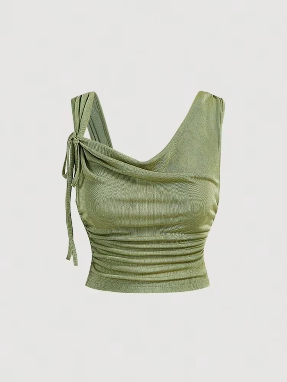 Asymmetrical Ruched Crop Top